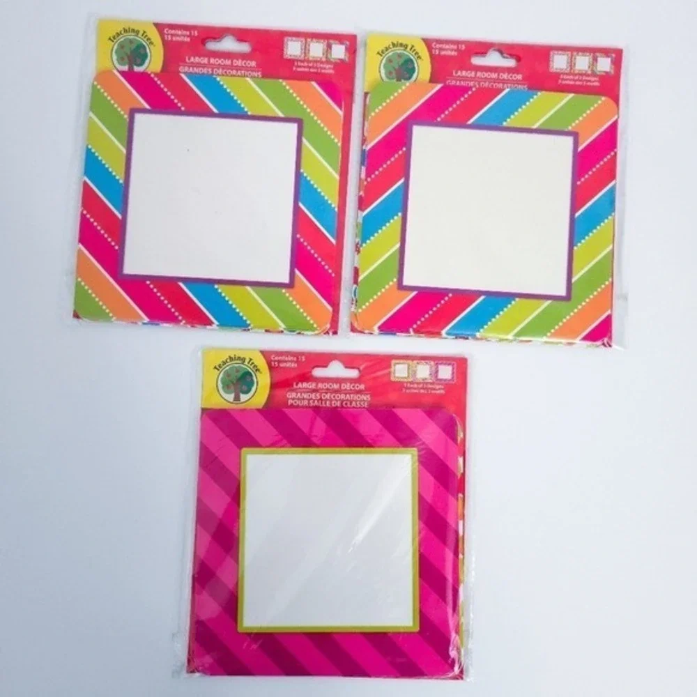 NWT Teaching Tree Bright Dots‎ & Stripes Blank Square Wall Decor (Set of 45)